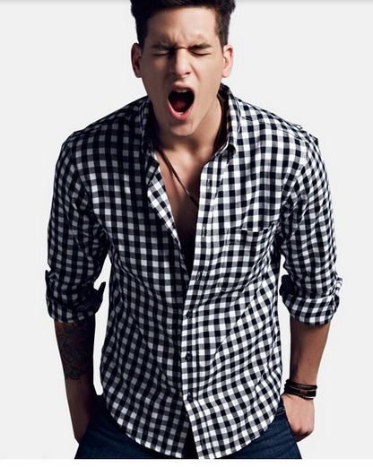 เสื้อเชิ้ตผู้ชาย เสื้อเชิ้ตแขนยาว ลายสก๊อต สไตล์ ยุโรป สามารถใส่เป็นเสื้อแจ็คเก็ต ได้ เสื้อคอปก สีแดง น้ำเงิน ดำ ฟ้า แบบสวย เท่ อย่างมีสไตล์ 622718