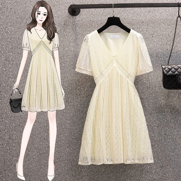 เดรสคนอ้วน เดรสสาวอวบ ชุดเดรสคนอ้วนวัยรุ่นแขนสั้น BY PLUS SIZE Girl