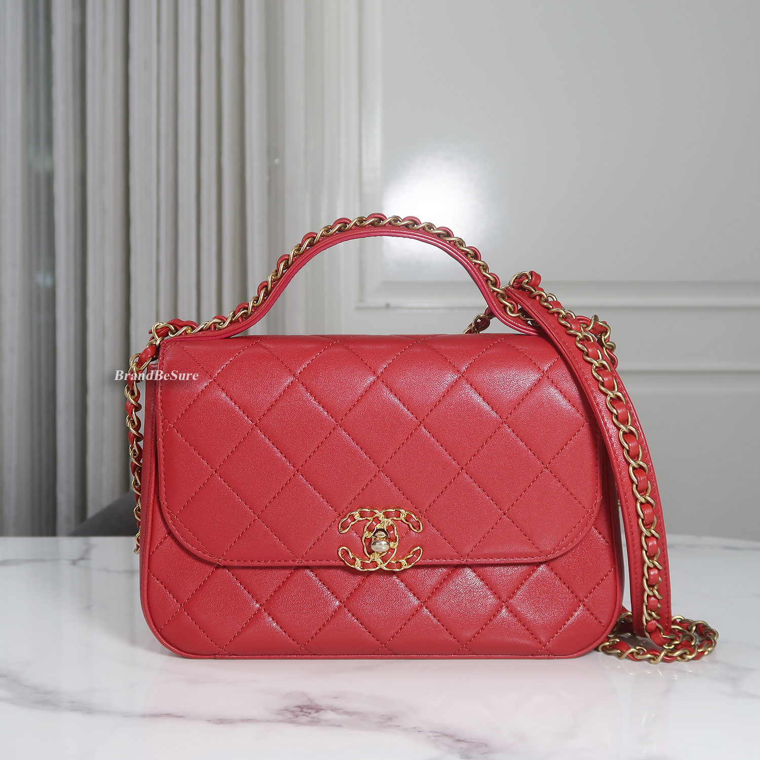 Chanel Red Lambskin Chain Infinity Top Handle Bag GHW(ใบ King Power 2019)