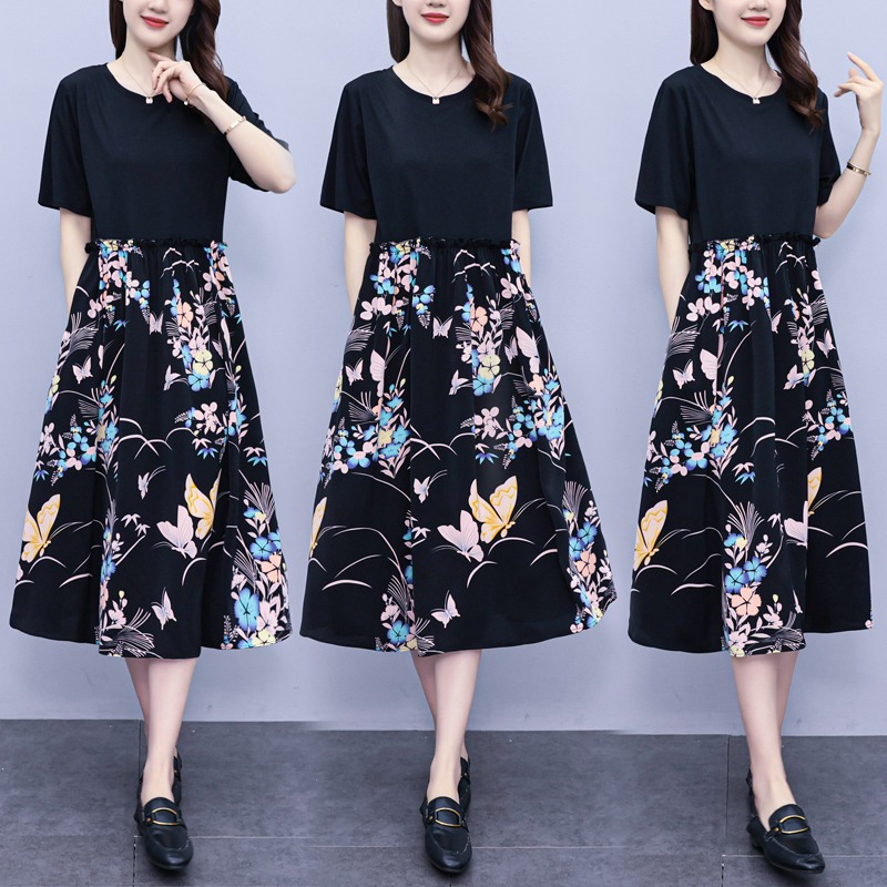 เดรสแขนสั้น มีไซส์ L-5XLอก 38-48 นิ้ว ใส่ได้ทั้งสาวหุ่นดีน่ารักจนถึงสาวอวบพลัสไซส์