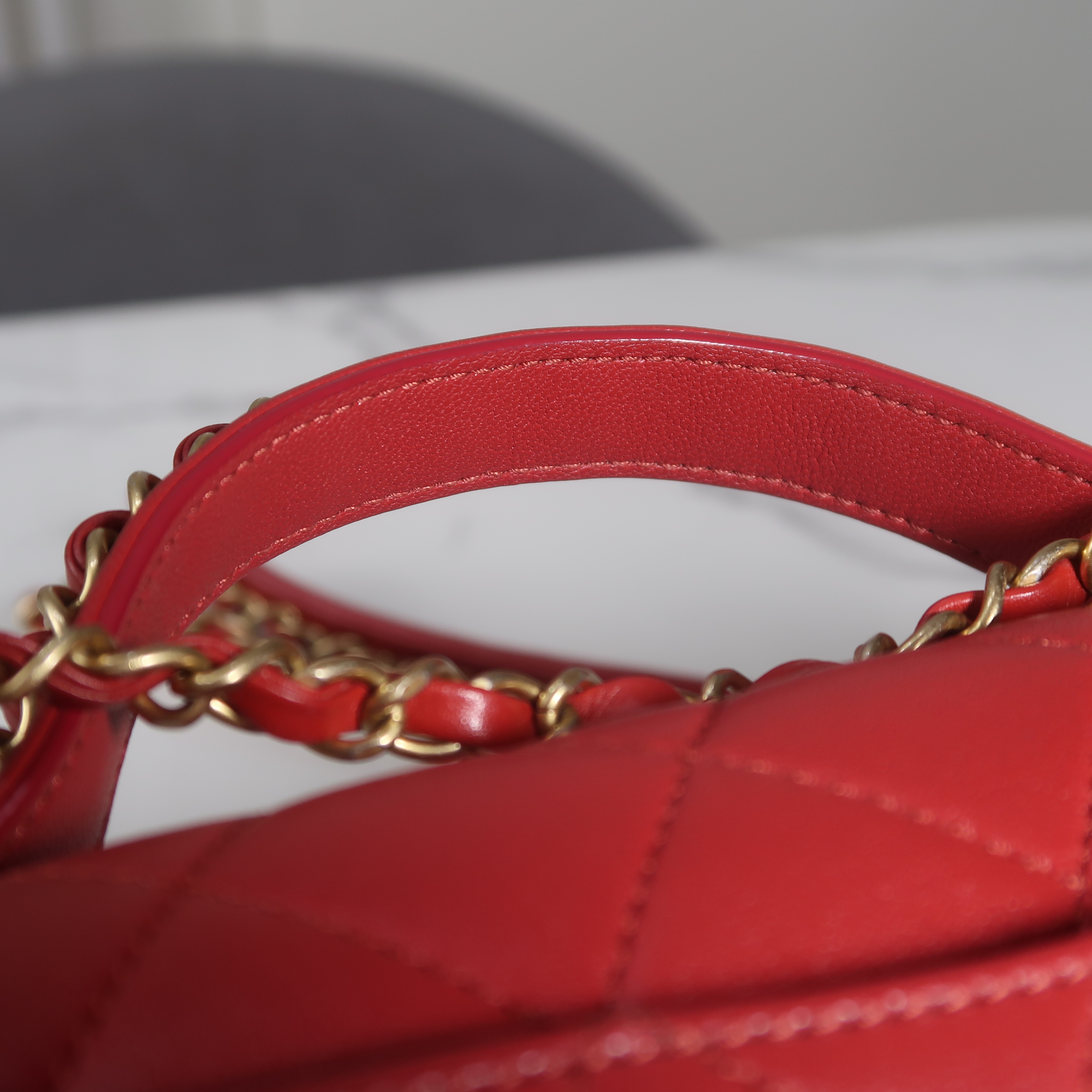 Chanel Red Lambskin Chain Infinity Top Handle Bag GHW(ใบ King Power 2019)