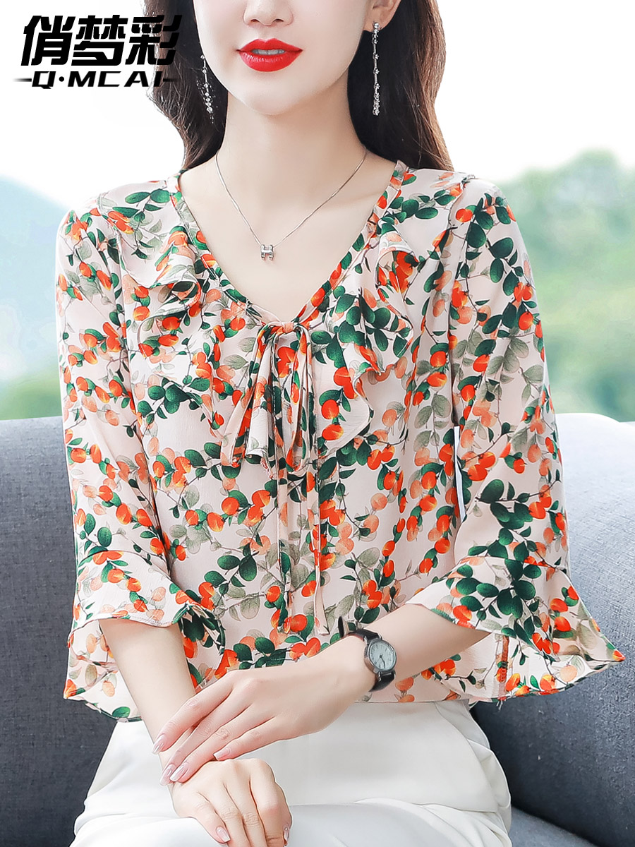 เสื้อชีฟอง เสื้อแฟชั่นสุภาพสตรีวัยผู้ใหญ่ มีไซต์ อก34นิ้ว-43นิ้ว