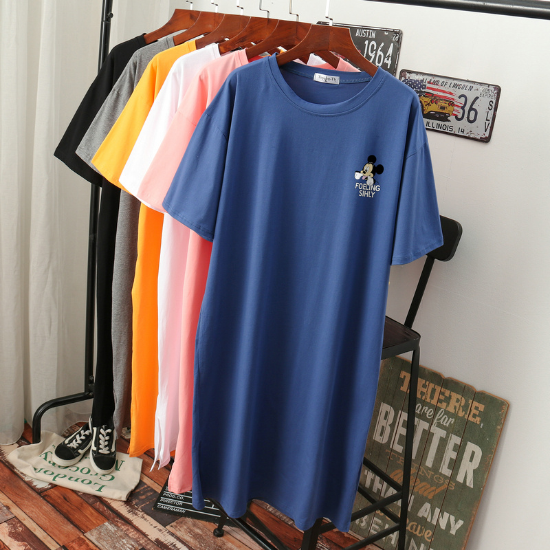 เดรสสไตล์เสื้อยืด S-3XL(อกเสื้อยืด 43- 51 นิ้ว)ใส่สบายๆอยู่บ้าน ใส่นอน
