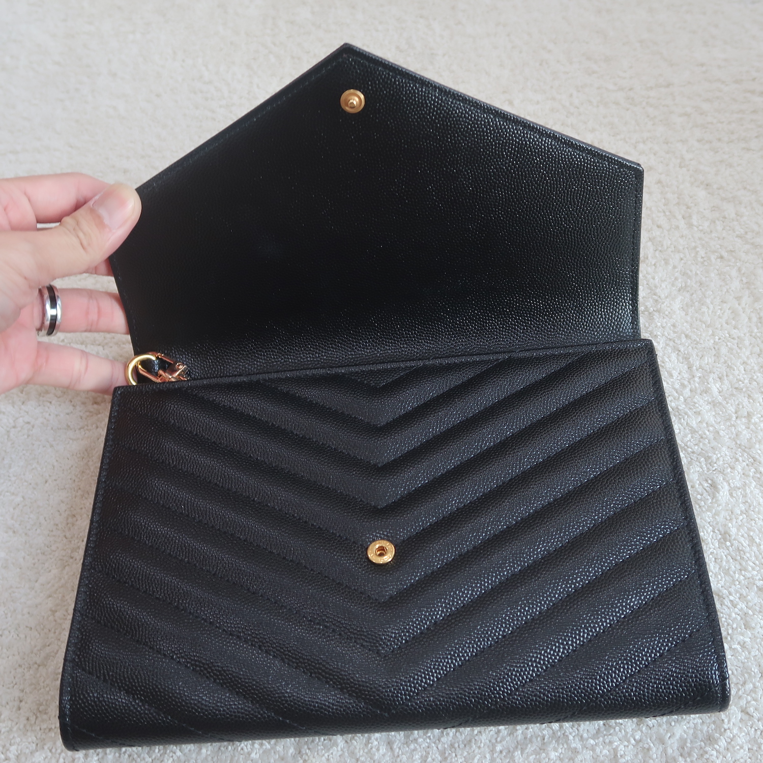 Saint Laurent Black Cassandre Matelasse Wristlet Pouch