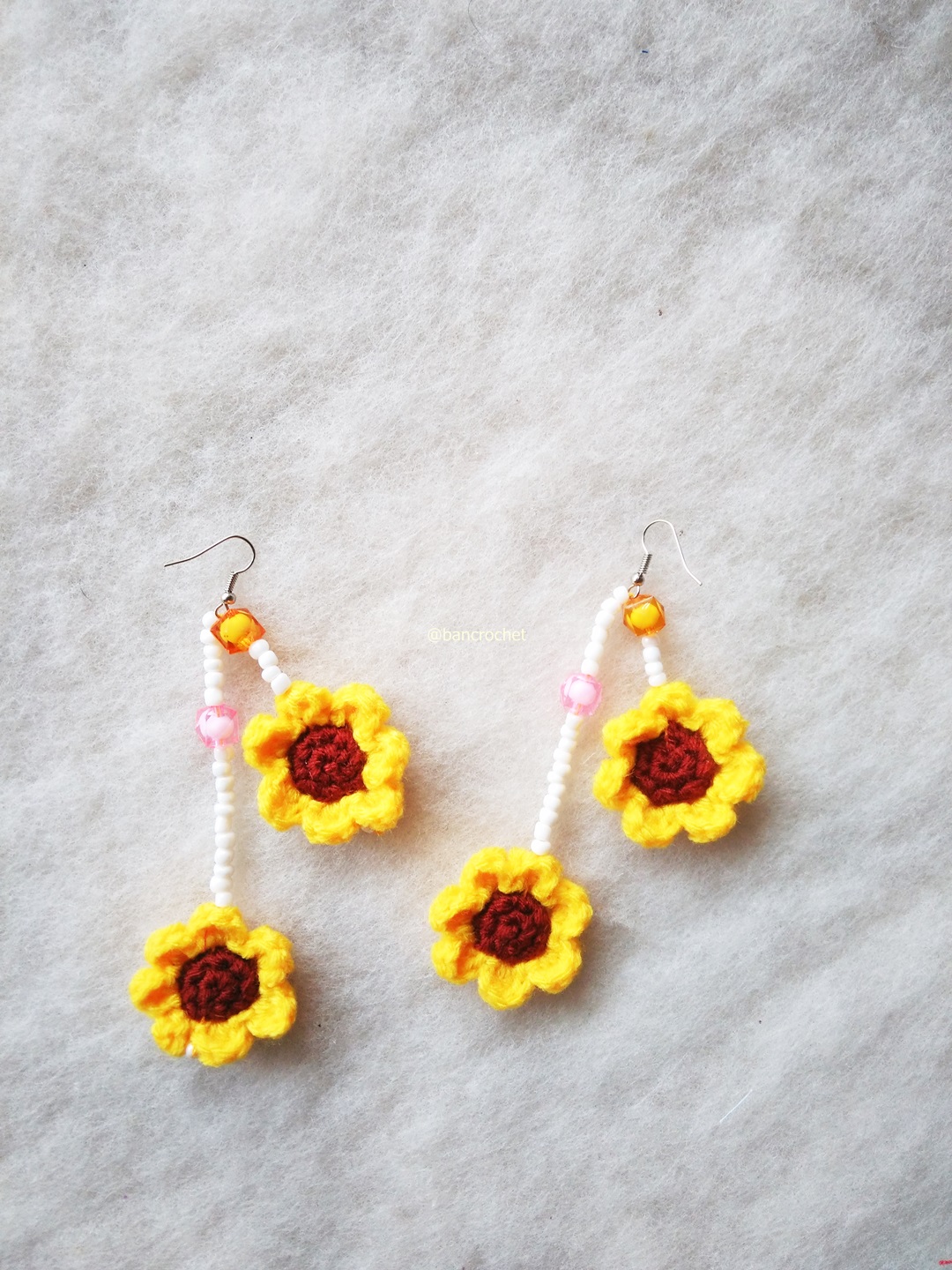 ต่างหูถักโครเชต์ crochet earrings หลากสี 5 นิ้ว