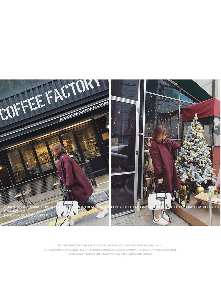 เสื้อโค้ทกันหนาว ทรงยาวโคล่ง ผ้าวูลเนื้อละเอียด บุซับในกันลม งานดีค่าา พร้อมส่ง สีเลือดหมูเข้ม