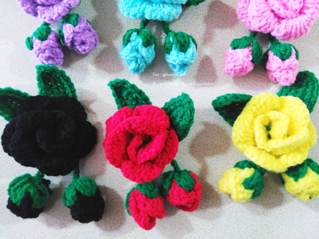 ดอกไม้ถัก สำหรับทำพวงกุญแจ ยางรัดผม หรือเข็มกลัด