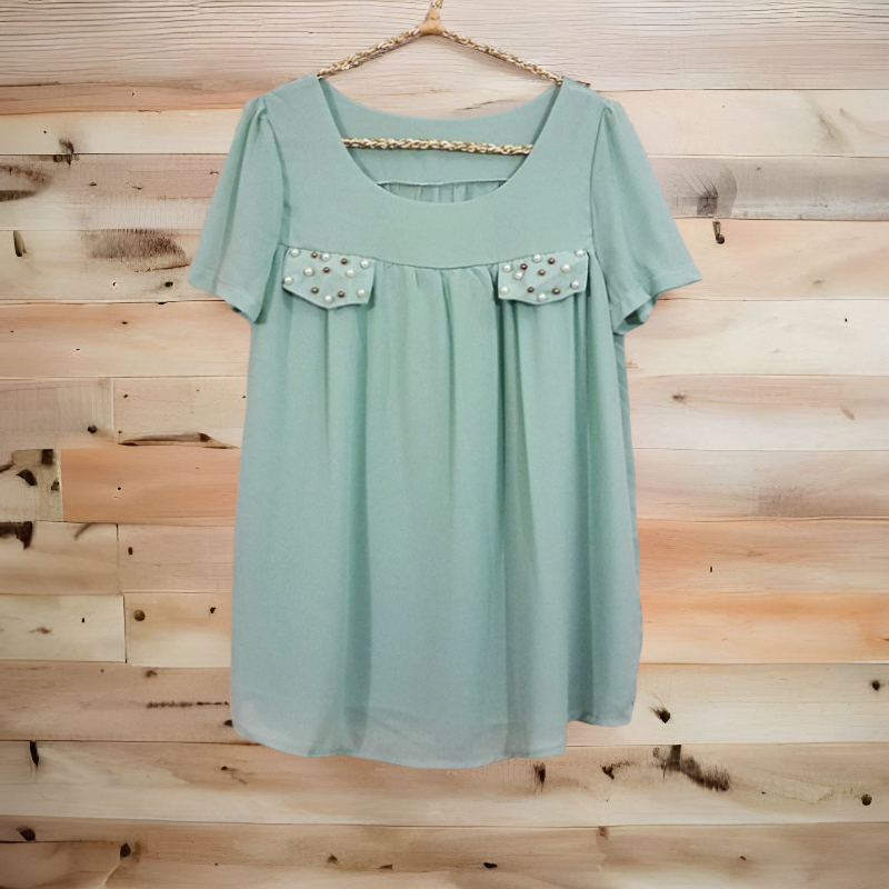 Blouse1775 เสื้อชีฟองเนื้อหนาสีพื้นผ้านุ่มใส่สบาย งานสวยแมทช์ง่ายใส่ทำงานได้ มี 3 สี แดง, เขียวมิ้นท์, ชมพูเข้ม