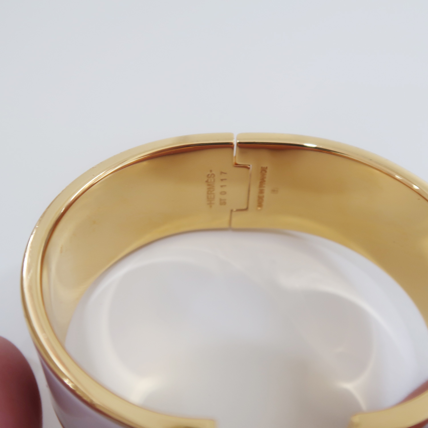 Hermes White Enamel Clic Clac H Bracelet Medium PM