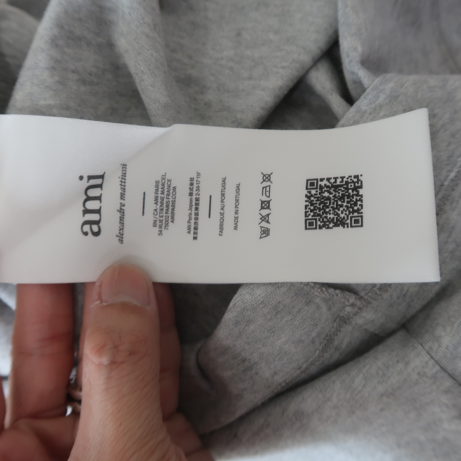 Ami Grey Cotton Logo T-Shirt