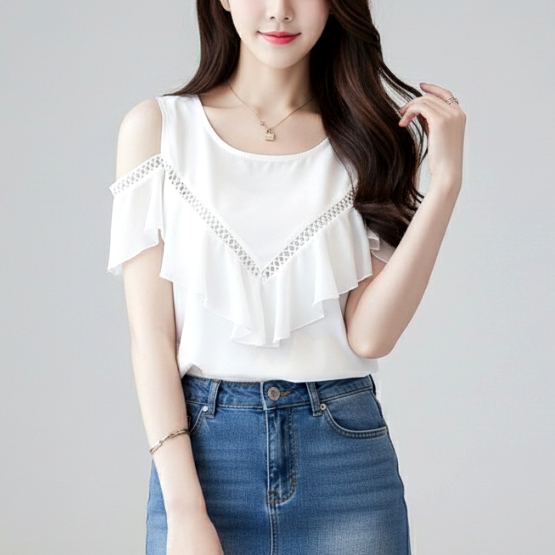 ðĪ Blouse3793 āđāļŠāļ·āđāļāļāļĩāļāļāļāļŠāļĩāļāļēāļ§āđāļ§āđāļēāđāļŦāļĨāđ āļāļāđāļāđāļāļĢāļ°āļāļēāļĒ + āļĨāļēāļĒāļāļĨāļļ āļāļēāļāļāđāļēāļĢāļąāļāļĨāļ°āļĄāļļāļāļŠāļļāļ āđ