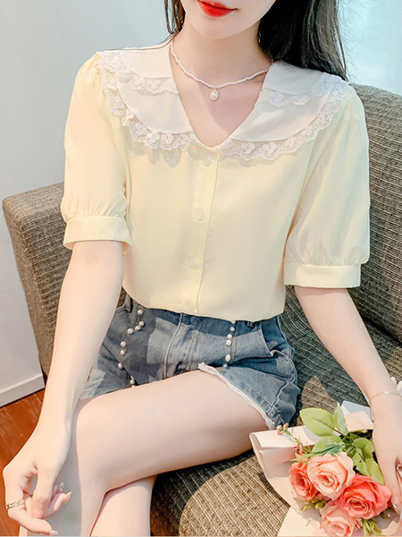 เสื้อลูกไม้ แขนสั้น