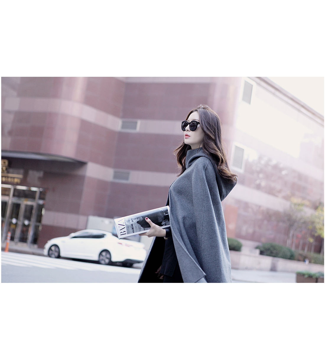 European style woolen cape coat jacket พร้อมส่ง แบบสวยผู้ดี มีฮูด ไฮโซสุดๆ gray
