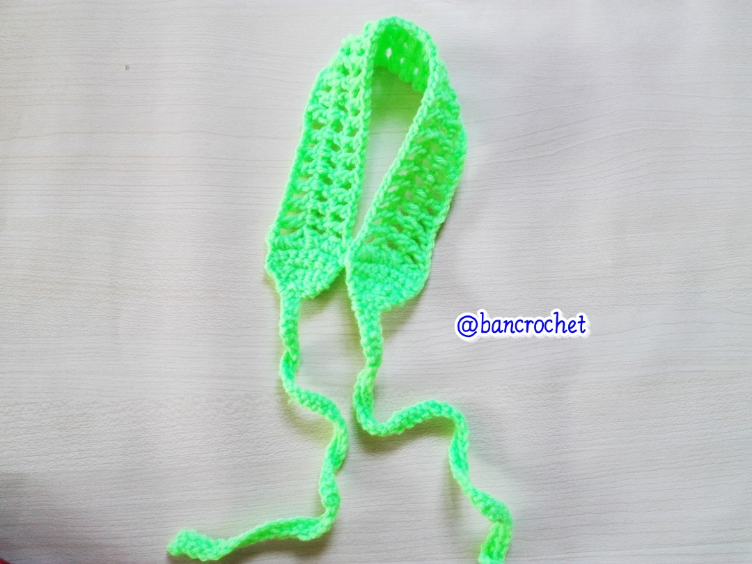 Bancrochet ที่คาดผมถักโครเชต์ crochet headband เขียวสะท้อนแสง 1-1.5*13 inch