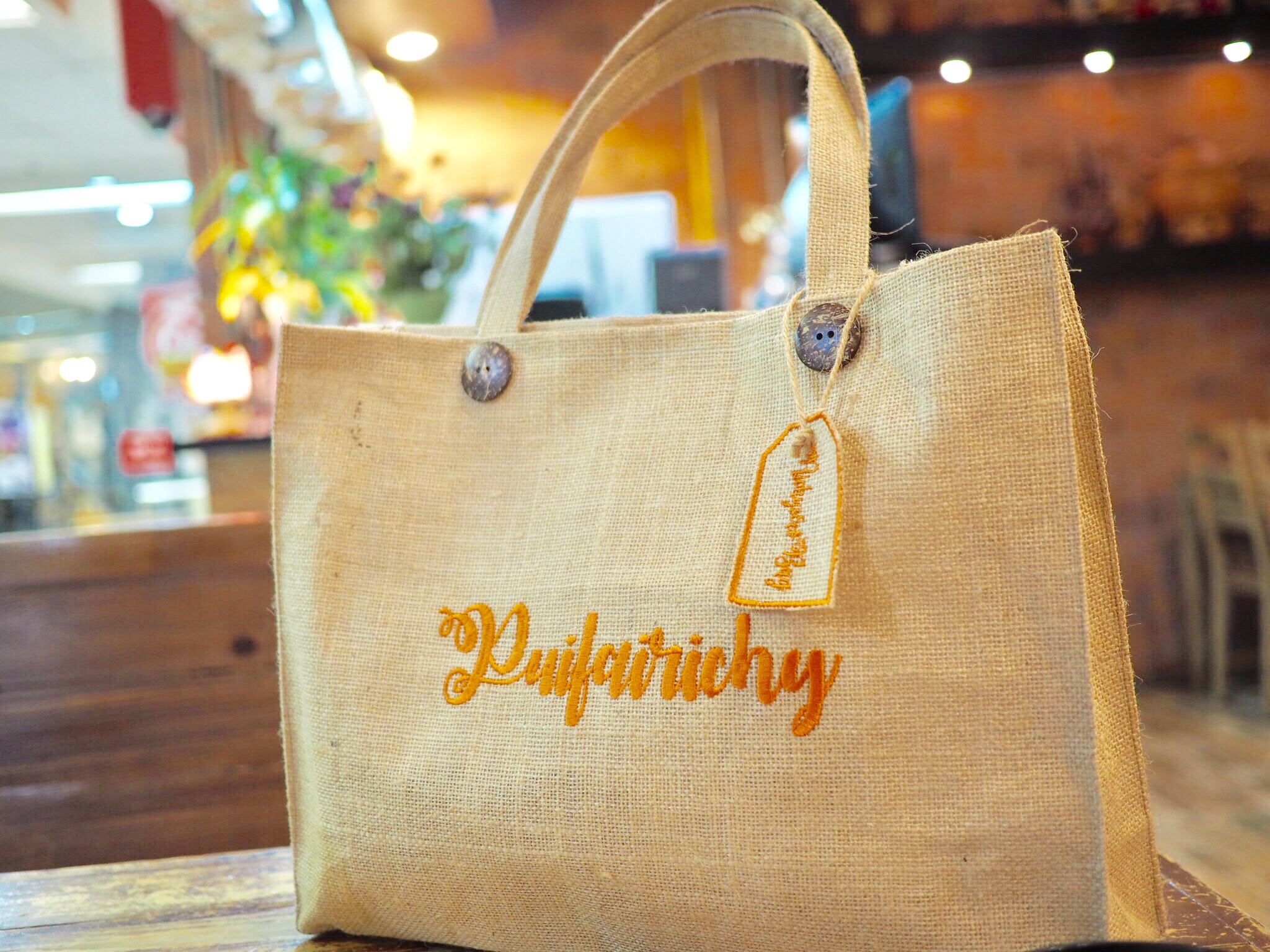 กระเป๋าผ้ากระสอบปักโลโก้...ร้านสบู่ RiccyCoCo....