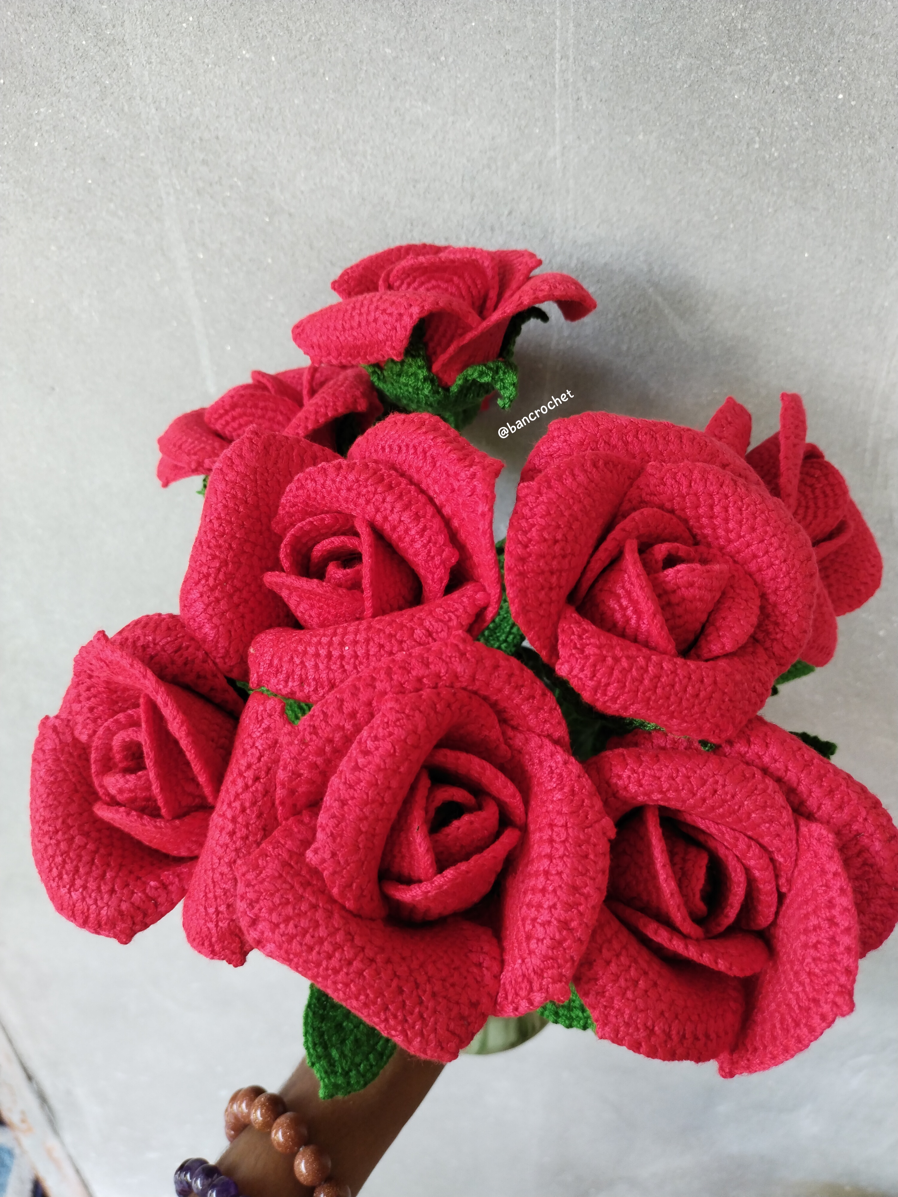 Bancrochet ดอกกุหลาบถักโครเชต์ crochet rose หลากสี