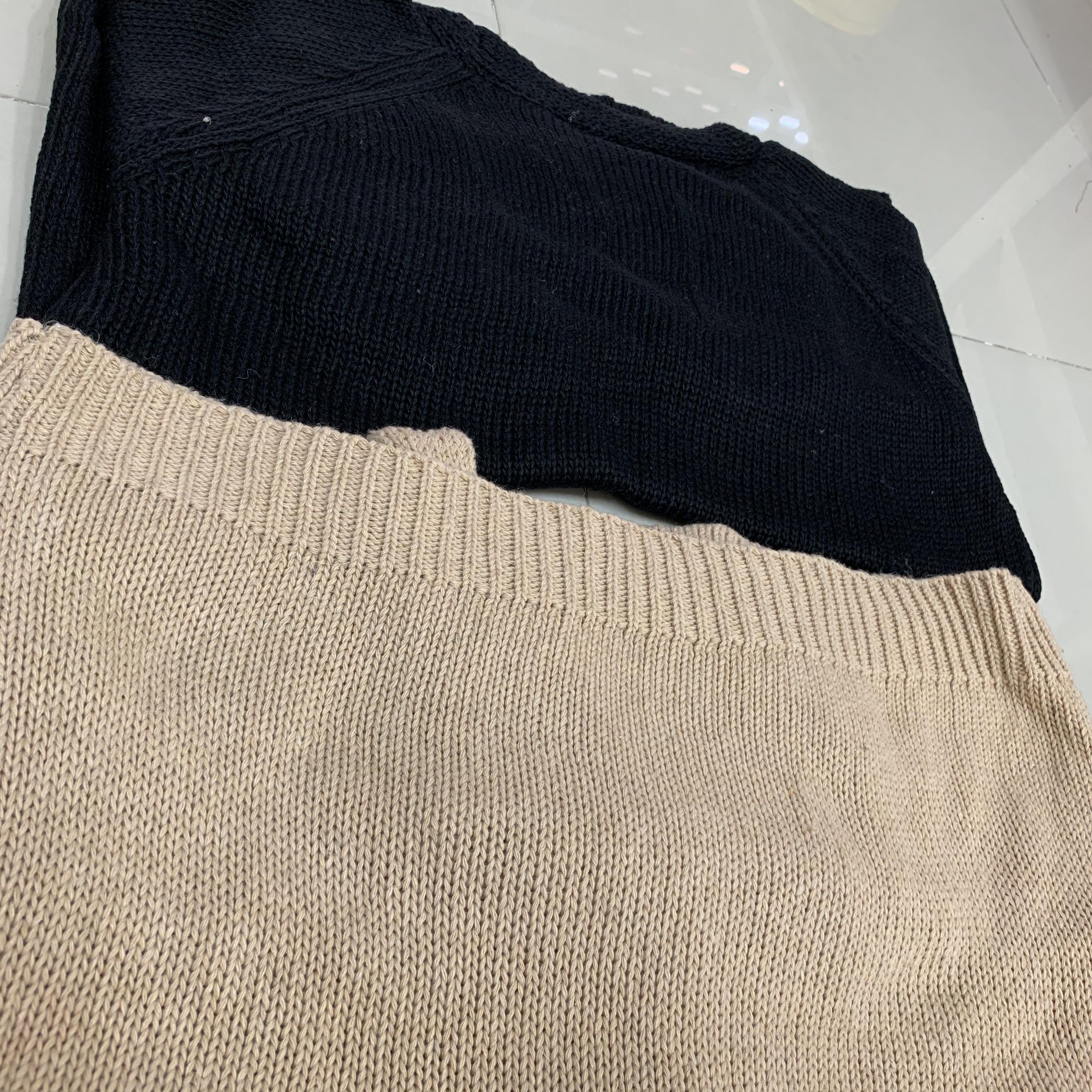 เสื้อคลุมกันหนาว ไหมพรมถัก ตัวสั้นทรงสวย พร้อมส่ง สีดำ