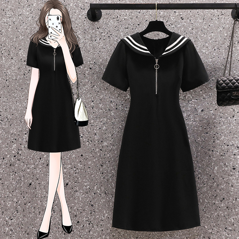 เดรสคนอ้วน เดรสสาวอวบ ชุดเดรสคนอ้วนวัยรุ่นแขนสั้น BY PLUS SIZE Girl