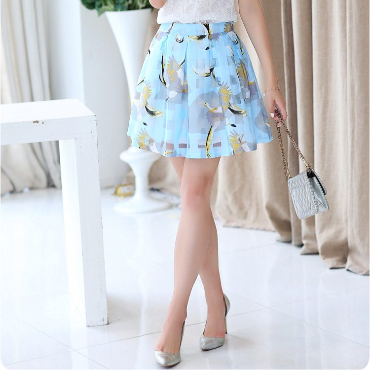 Skirt318 กระโปรงไซส์ใหญ่เอวสม็อคยางยืดหลัง ผ้าไหมแก้ว Organza โทนสีฟ้าพาสเทล มีซับในกางเกง งานสวยแมทช์กับเสื้อได้หลายแบบ