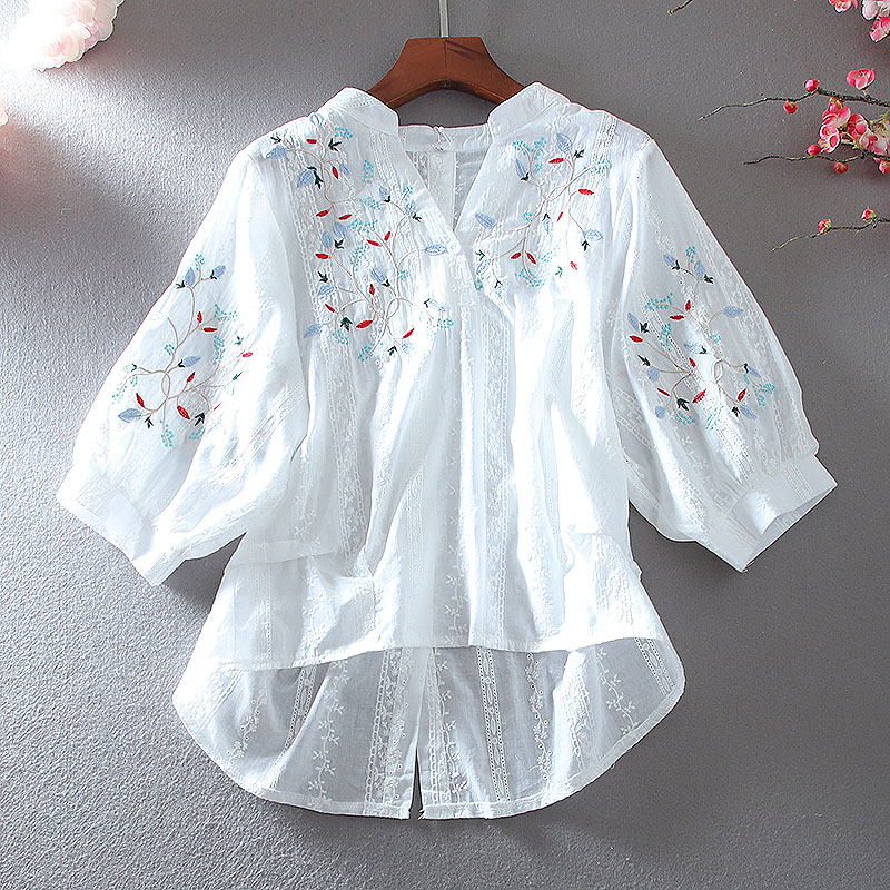 เสื้อลินิน เสื้อผ้าฝ้ายลินิน เสื้อเชิ้ตผ้าลินิน ปักลายสวยๆด้วยด้าย สไตล์VINTAGE BY Dreamroom