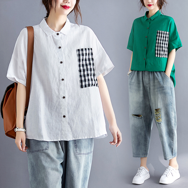 เสื้อผ้าฝ้าย เสื้อผ้าลินิน สไตล์ฤดูร้อน BY Lian Zhi Cotton and linen art สไตล์VINTAGE มีขนาดไซส์อกประมาณ 35-40 นิ้ว