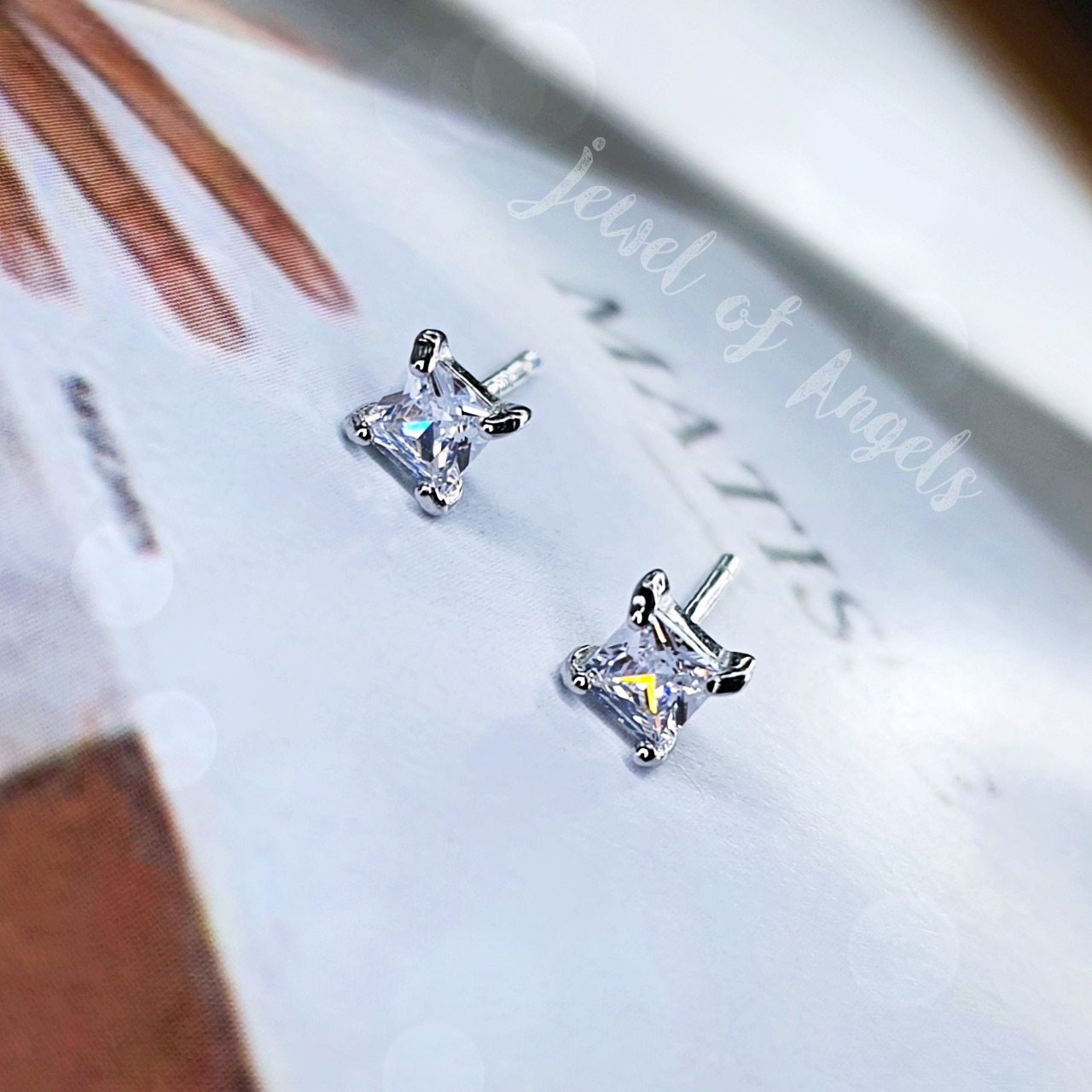 ต่างหูเงินแท้ S925 รุ่น Equal เพชรCZ สี่เหลี่ยม สีเงิน เงินแท้ทั้งชิ้น Silver925 ต่างหูน่ารัก ต่างหูผู้หญิง ตุ้มหูเงินแฟชั่น