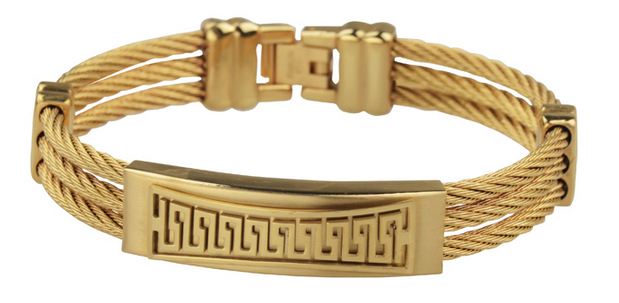 สร้อยข้อมือผู้ชาย กำไลข้อมือชาย กำไลทอง ดีไซน์ เป็นขดลวด สีทอง 3 เส้น ทองชุบ 18 K ไม่ลอก ไม่ดำ ของขวัญสุดหรู ให้แฟน 708408