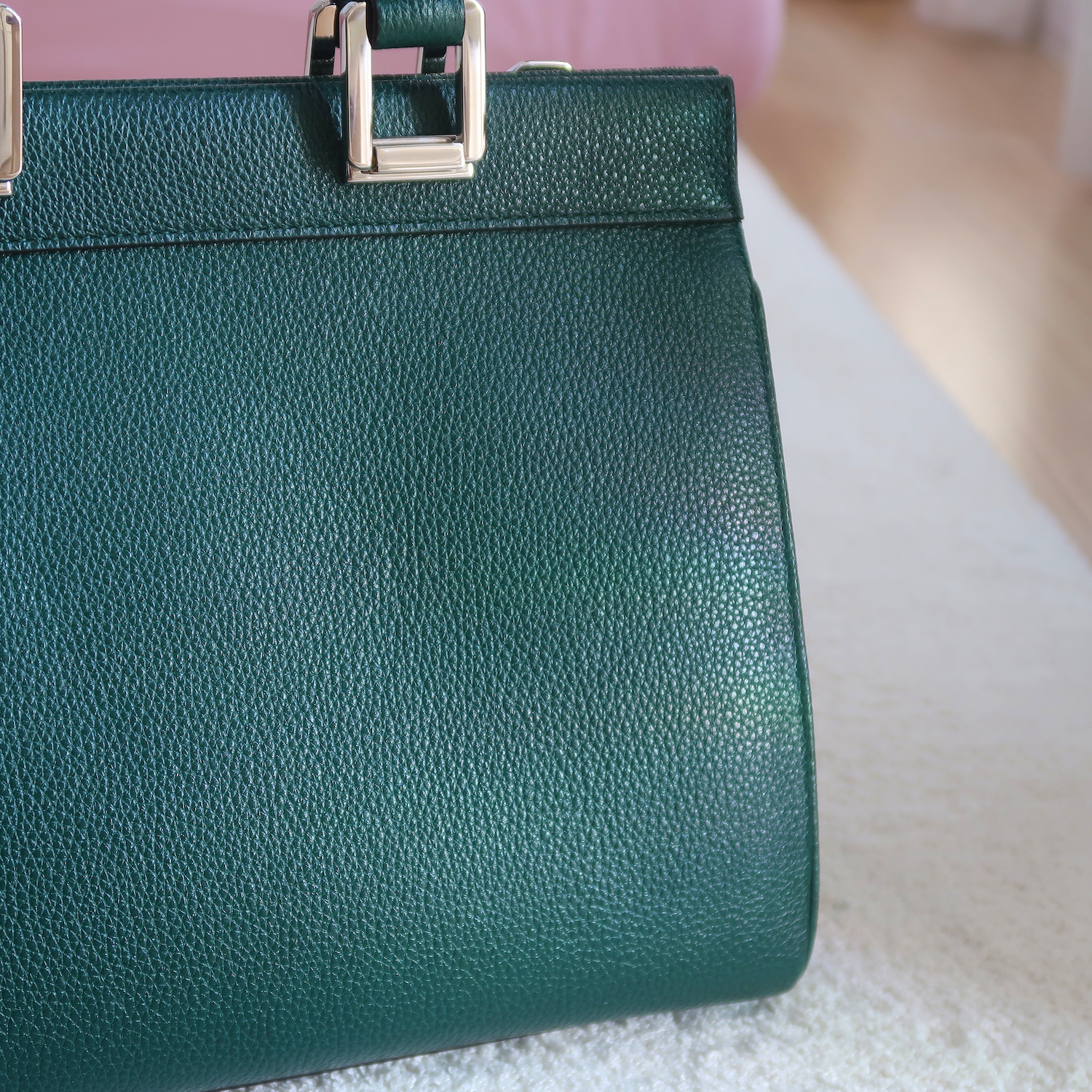 Gucci Green Grain Calfskin Zumi Top Handle Bag