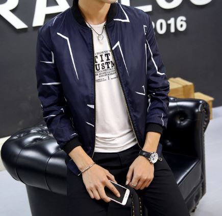 เสื้อแจ็คเก็ตเท่ ๆ เสื้อกันลม เสื้อ jacket ผ้าโพลี แบบแฟชั่น ลวดลาย กราฟฟิค เสื้อ jacket วัยรุ่น ใส่เท่ ๆ สีดำ สีน้ำเงิน 847348