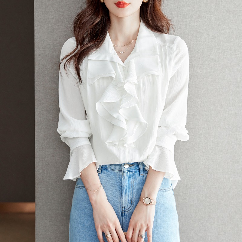 เสื้อเชิ้ตผู้หญิงแขนยาว เสื้อเชิ้ตผู้หญิงใส่ทํางาน 390 บาทต่อชิ้น ฟรีค่าจัดส่ง
