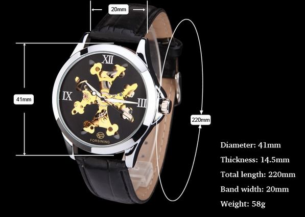 นาฬิกาข้อมือ โชว์กลไก Mechanical watch สไตล์ ทหาร อเมริกัน สไนเปอร์ ดีไซน์ ลายพราง 2 สี หน้าปัดทอง และ ดำ สายหนัง สุดคลาสสิค 431673