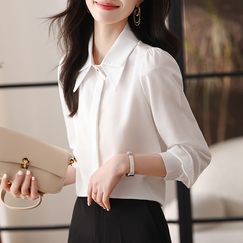 เสื้อเชิ้ตผู้หญิงแขนยาว เสื้อเชิ้ตผู้หญิงใส่ทํางาน 390 บาทต่อชิ้น ฟรีค่าจัดส่ง