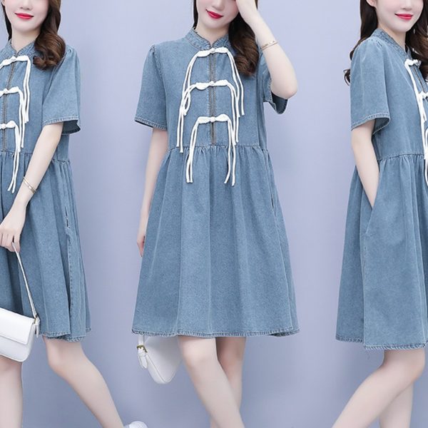 เดรสคนอ้วน เดรสสาวอวบ ชุดเดรสคนอ้วนวัยรุ่นแขนสั้น BY PLUS SIZE Girl
