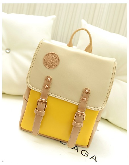 กระเป๋าเป้ สไตล์เกาหลี สีเหลืองครีม น่ารักมากๆ pink