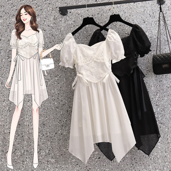 เดรสคนอ้วน เดรสสาวอวบ ชุดเดรสคนอ้วนวัยรุ่นแขนสั้น BY PLUS SIZE Girl