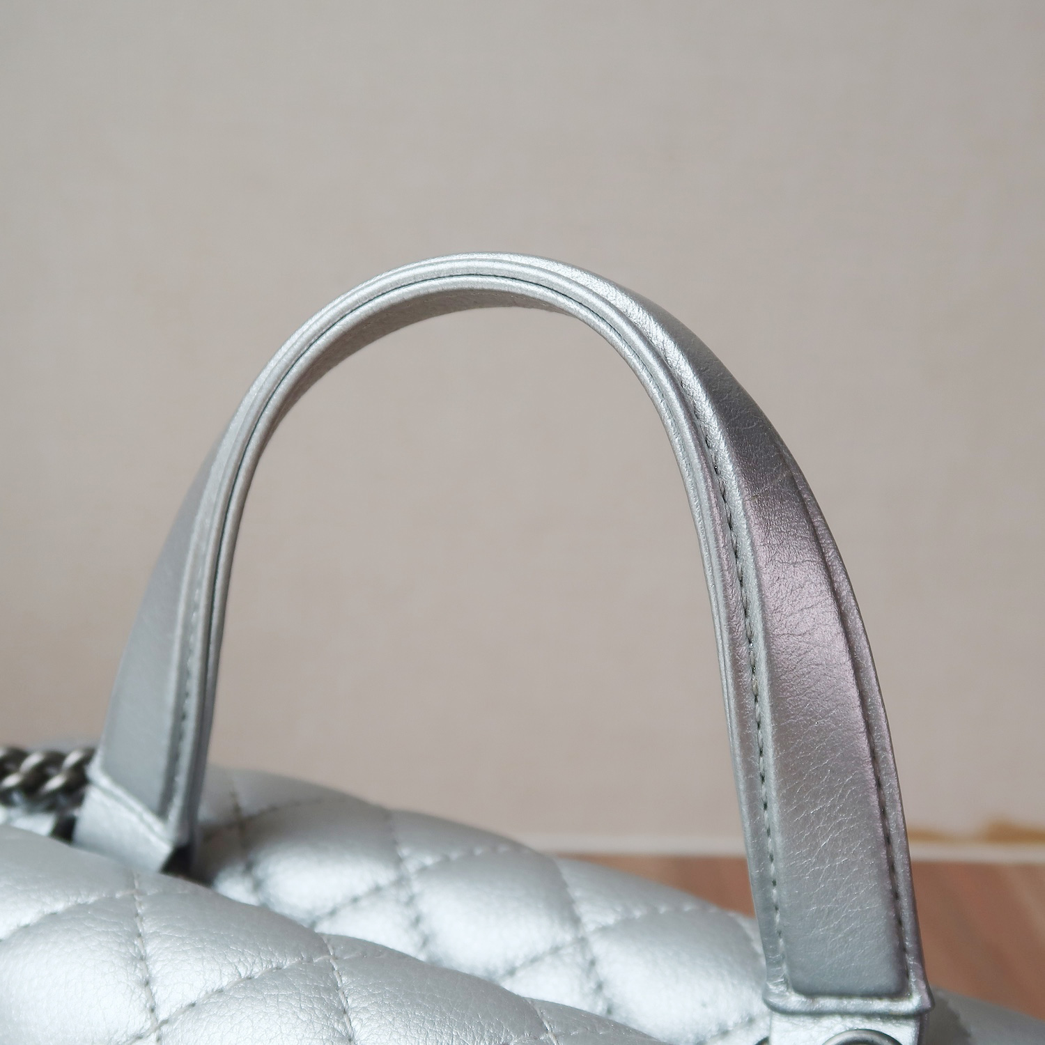 Chanel Silver Calfskin Coco Twin RHW