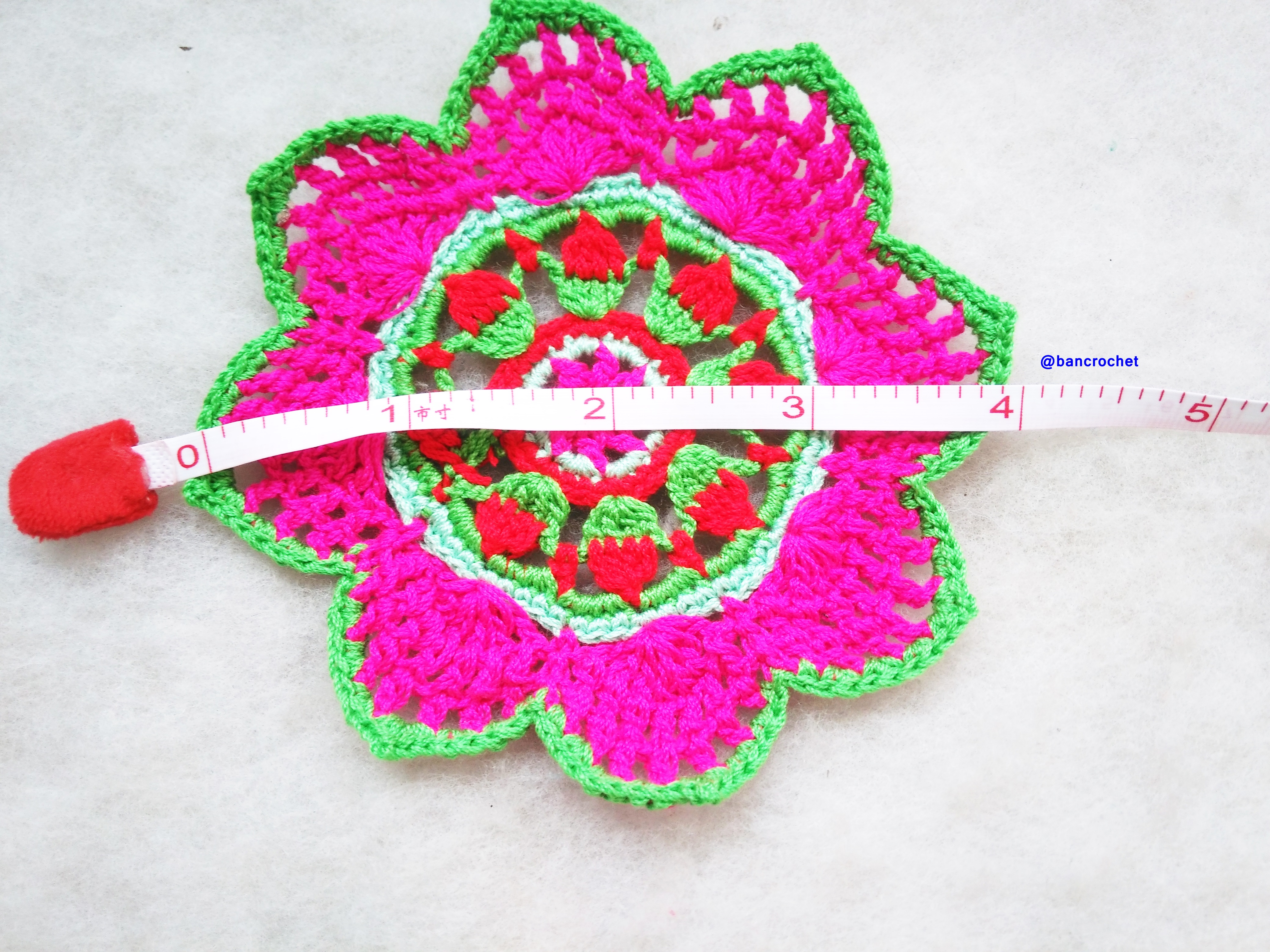 Bancrochet ที่รองแก้วถักโครเชต์ crochet coasters หลากสี 4 นิ้ว