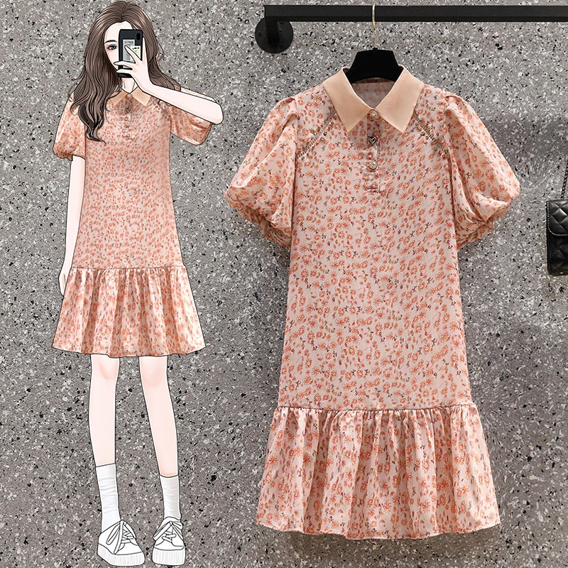 เดรสแขนสั้น มีไซส์ L-4XLอก 38-47 นิ้ว ใส่ได้ทั้งสาวหุ่นดีน่ารักจนถึงสาวอวบพลัสไซส์