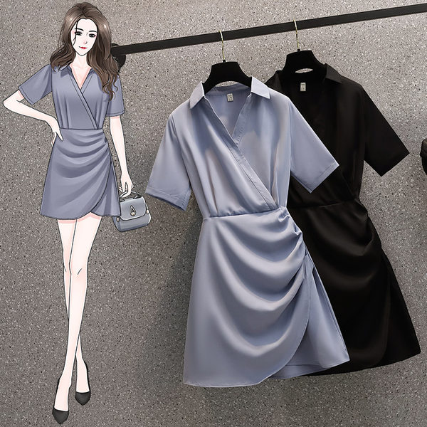 เดรสคนอ้วน เดรสสาวอวบ ชุดเดรสคนอ้วนวัยรุ่นแขนสั้น BY PLUS SIZE Girl