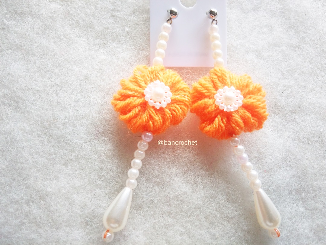 Bancrochet ต่างหูถักโครเชต์ crochet earrings หลากสี 4-6 นิ้ว
