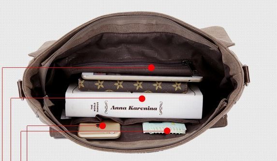 กระเป๋าสะพายข้าง ใส่ Notebook ใส่เอกสาร สไตล์ วัยรุ่น อเมริกัน เท่ ๆ ผ้าแคนวาส กันน้ำได้ ปรับสายสะพายได้ 2 แบบ สะพายหลังได้ 38102