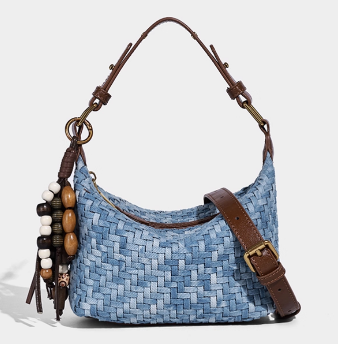 กระเป๋าแฟชั่น ผ้ายีนส์ แบบวัยรุ่น ผู้หญิง กระเป๋าสะพายข้าง ผ้ายีนส์ ลายสาน แฟชั่นใหม่ อินเทรนด์ 775304