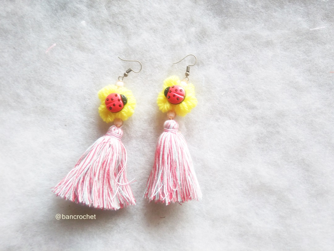 Bancrochet ต่างหูถักโครเชต์ crochet earring หลากสี 4-6 นิ้ว
