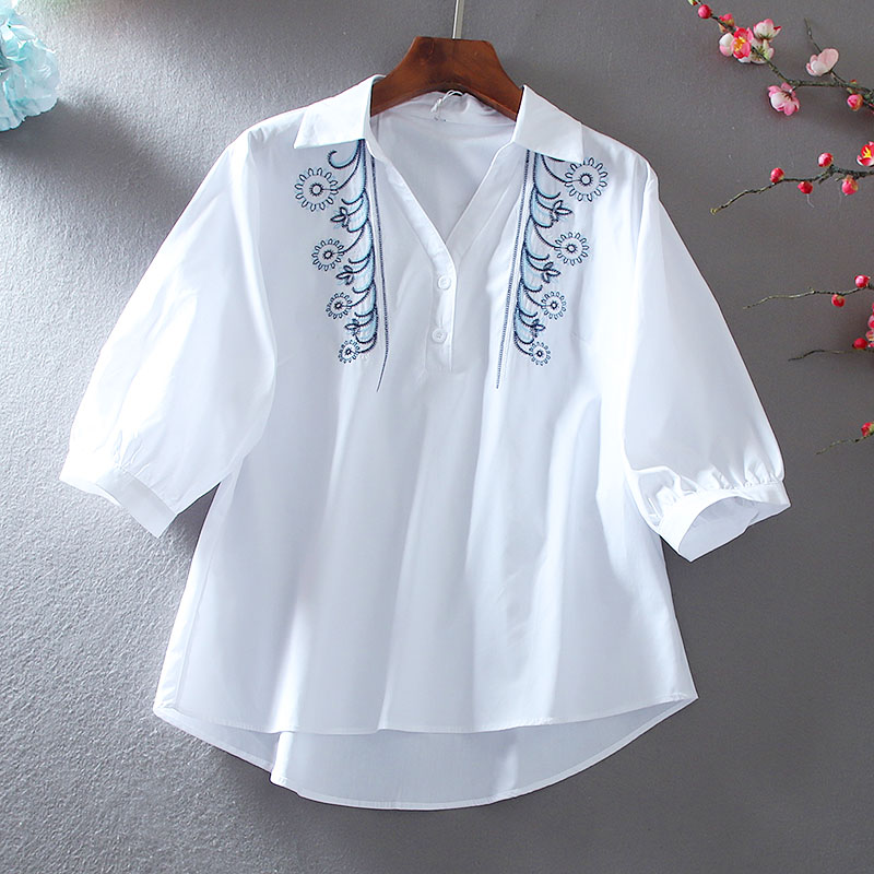 เสื้อลินิน เสื้อผ้าฝ้ายลินิน เสื้อเชิ้ตผ้าลินิน ปักลายสวยๆด้วยด้าย สไตล์VINTAGE