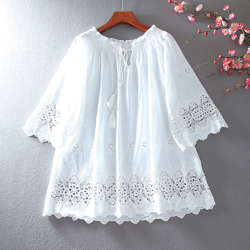 เสื้อลินิน เสื้อผ้าฝ้ายลินิน เสื้อเชิ้ตผ้าลินิน ปักลายสวยๆด้วยด้าย สไตล์VINTAGE BY Dreamroom