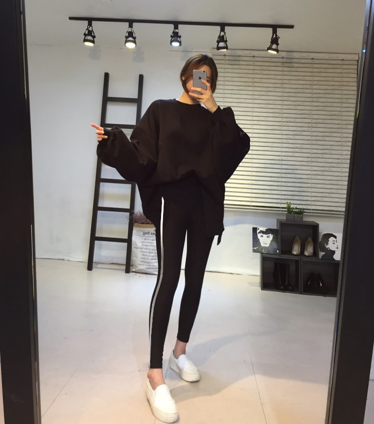 กางเกงเลคกิ้ง แถบข้างสีเงิน