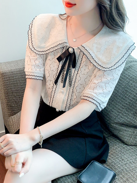 เสื้อลูกไม้ แขนสั้น
