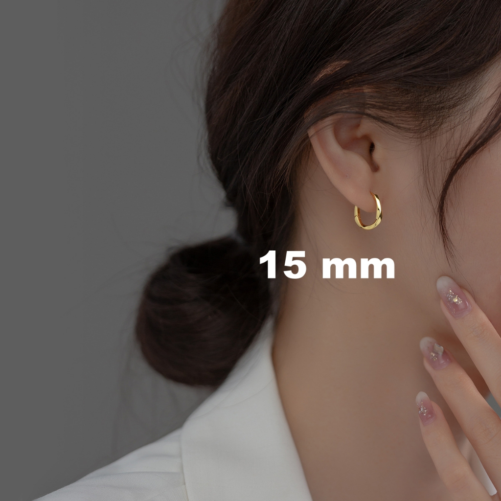 ต่างหูห่วงเงินแท้ S925 รุ่น Adore ห่วงเกลียวรูปตัวยู สีเงิน สีทอง ตุ้มหูห่วง เงินแท้ทั้งชิ้น Silver925