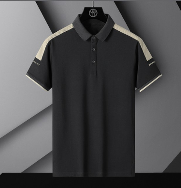 เสื้อ polo ผู้ชาย แบบสวย เสื้อคอปก ผู้ชาย แต่งแถบสี ที่บ่า ไล่เฉดสี สวยงาม เสื้อ polo ชาย ใส่เที่ยว ใส่ออกงาน 141002