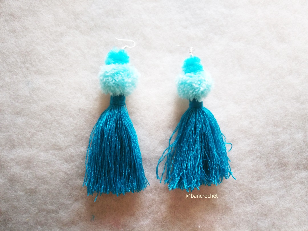 ต่างหูถักโครเชต์ crochet earrings หลากสี 5 นิ้ว